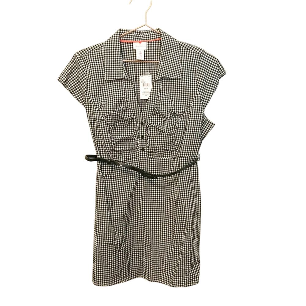 Two Hearts maternity top tunic gingham with belt NWT size medium